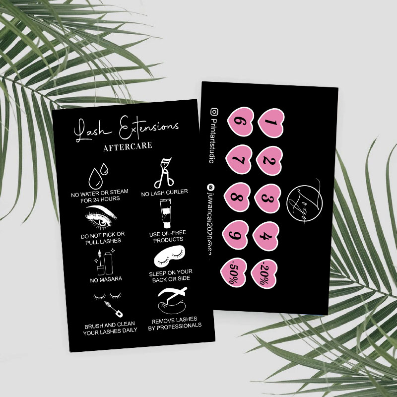 Eyelash Extension Logo Design - Tarjetas de instrucciones de extensiones de